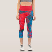 Mosaik Kaleidoskop Rot- und Blaue Leggings (Vorderseite)
