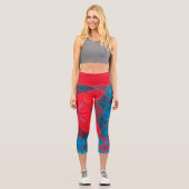 Mosaik Kaleidoskop Rot- und Blaue Leggings (Vorderseite)