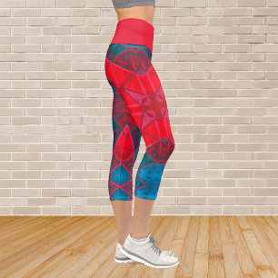 Mosaik Kaleidoskop Rot- und Blaue Leggings