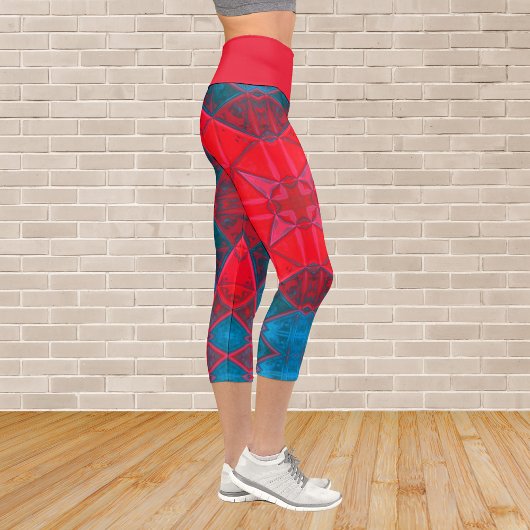 Mosaik Kaleidoskop Rot- und Blaue Leggings