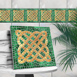 Mosaik keltischer Knoten - grüner Marmor und Gold Fliese<br><div class="desc">Mosaik keltischer Knoten - grüner Marmor und Gold</div>