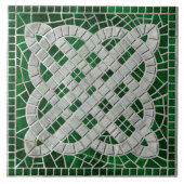 Mosaik keltischer Knoten - grüner Marmor und Perle Fliese (Vorderseite)