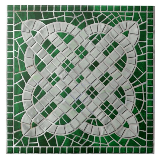 Mosaik keltischer Knoten - grüner Marmor und Perle Fliese (Vorderseite)