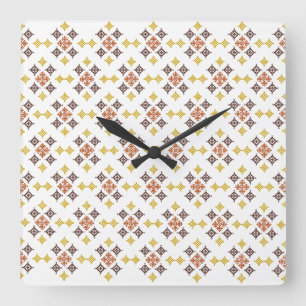 Mosaik-Kreuzmuster Quadratische Wanduhr