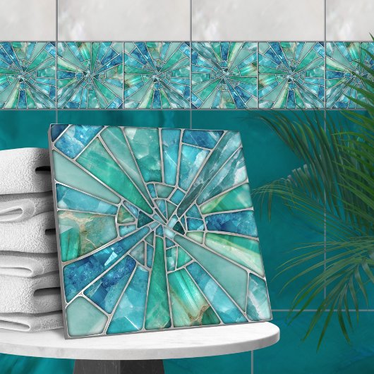 Mosaik Kunst - Aquamarine Fliese