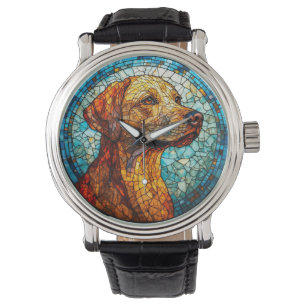 🌸 Mosaik Labrador Farb Kunst Uhr Heim Stil