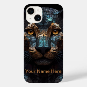 Mosaik Leopard gestanztes Glasportrait Case-Mate iPhone 14 Hülle