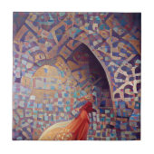 Mosaik lila Lavendelgeometrie Fliese (Vorderseite)