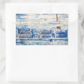 Mosaik-lisbon-blauen Malziegel Porzellanmuster Rechteckiger Aufkleber (Tasche)