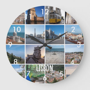 Mosaik Lissabon-Fotos, Portugal Große Wanduhr