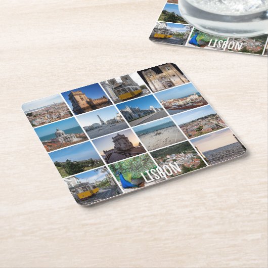 Mosaik Lissabon-Fotos, Portugal Rechteckiger Pappuntersetzer (angewinkelt)