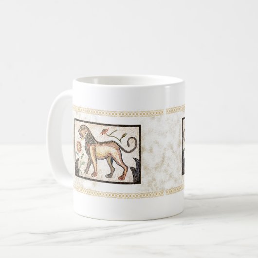 Mosaik-Löwe - Fliese Kaffeetasse (Vorderseite Links)