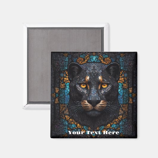 Mosaik Majestät: Der Schwarze Panther Magnet (Vorderseite/Rückseite)