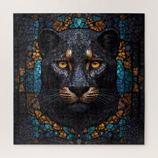 Mosaik Majestät: Der Schwarze Panther Puzzle (Vertikal)