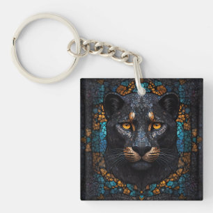 Mosaik Majestät: Der Schwarze Panther Schlüsselanhänger