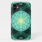 Mosaik Mandala Aquamarin und gelb Case-Mate iPhone Hülle (Rückseite)
