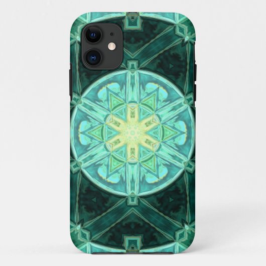 Mosaik Mandala Aquamarin und gelb Case-Mate iPhone Hülle (Rückseite)