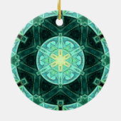 Mosaik Mandala Aquamarin und gelb Keramik Ornament (Hinten)