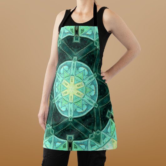 Mosaik Mandala Aquamarin und gelb Schürze