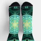 Mosaik Mandala Aquamarin und gelb Socken (Oben)