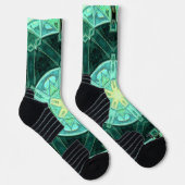 Mosaik Mandala Aquamarin und gelb Socken (Rechts)