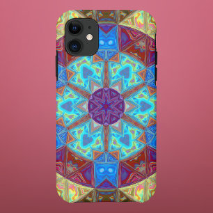 Mosaik Mandala Blau Rosa und Gelb Case-Mate iPhone Hülle
