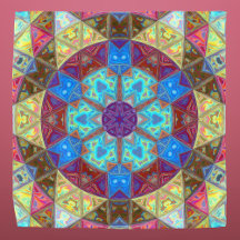 Mosaik Mandala Blau Rosa und Gelb
