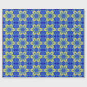 Mosaik Mandala Blau und Gelb Geschenkpapier (Flach)