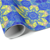 Mosaik Mandala Blau und Gelb Geschenkpapier (Rolleneckpunkt)