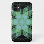 Mosaik Mandala Blume Blau Grün und Schwarz Case-Mate iPhone Hülle (Rückseite)