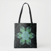 Mosaik Mandala Blume Blau Grün und Schwarz Tasche (Vorderseite)