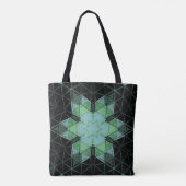 Mosaik Mandala Blume Blau Grün und Schwarz Tasche (Rückseite)