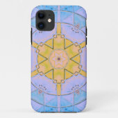 Mosaik Mandala Blume Blau und Gelb Case-Mate iPhone Hülle (Rückseite)