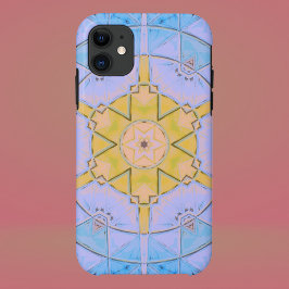 Mosaik Mandala Blume Blau und Gelb Case-Mate iPhone Hülle