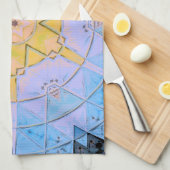 Mosaik Mandala Blume Blau und Gelb Geschirrtuch (Viertel Falte)