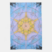 Mosaik Mandala Blume Blau und Gelb Geschirrtuch (Vertikal)