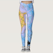 Mosaik Mandala Blume Blau und Gelb Leggings (Vorderseite)