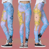 Mosaik Mandala Blume Blau und Gelb Leggings