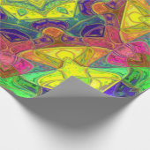 Mosaik Mandala Blume Gelb Blau und Grün Geschenkpapier (Ecke)