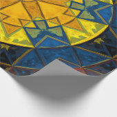 Mosaik Mandala Blume Gelb Blau und Rot Geschenkpapier (Ecke)