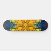 Mosaik Mandala Blume Gelb Blau und Rot Skateboard (Horizontal)