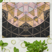 Mosaik Mandala Blume Gelb Blau und Schwarz Geschirrtuch (Gefaltet)