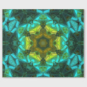 Mosaik Mandala Blume Gelb Grün und Blau Geschenkpapier (Flach)