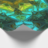 Mosaik Mandala Blume Gelb Grün und Blau Geschenkpapier (Ecke)
