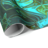 Mosaik Mandala Blume Gelb Grün und Blau Geschenkpapier (Rolleneckpunkt)