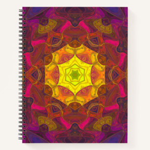 Mosaik Mandala Blume Gelb Rosa und Lila Notizblock