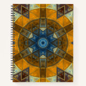 Mosaik Mandala Blume Gelb und Blau Notizblock (Vorderseite)