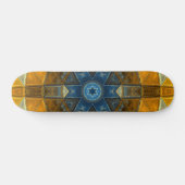 Mosaik Mandala Blume Gelb und Blau Skateboard (Horizontal)