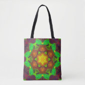 Mosaik Mandala Blume Gelb und Lila Tasche (Vorderseite)