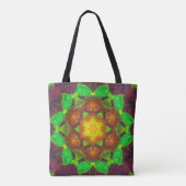 Mosaik Mandala Blume Gelb und Lila Tasche (Rückseite)
